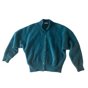 Vintage teal JaSung Angora Cardigan